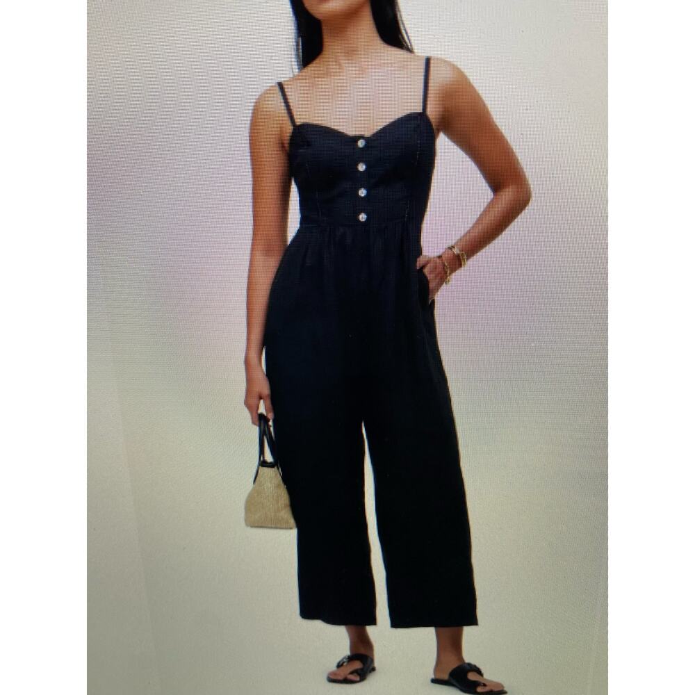 NWT Madewell Campbell refined linen jumpsuit 4 black